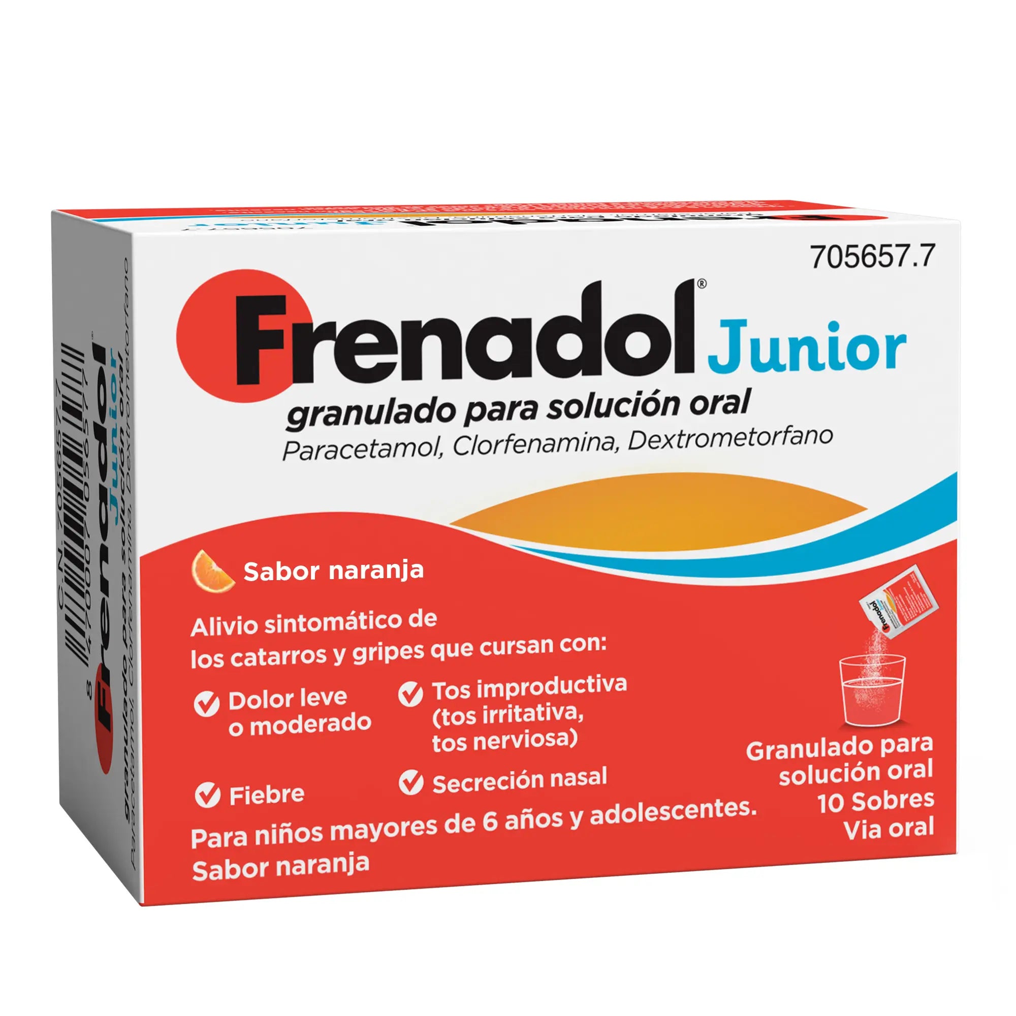 Frenadol Junior Grippe-Hilfe für Kinder, Orangengeschmack, zum Einnehmen, 10 Beutel