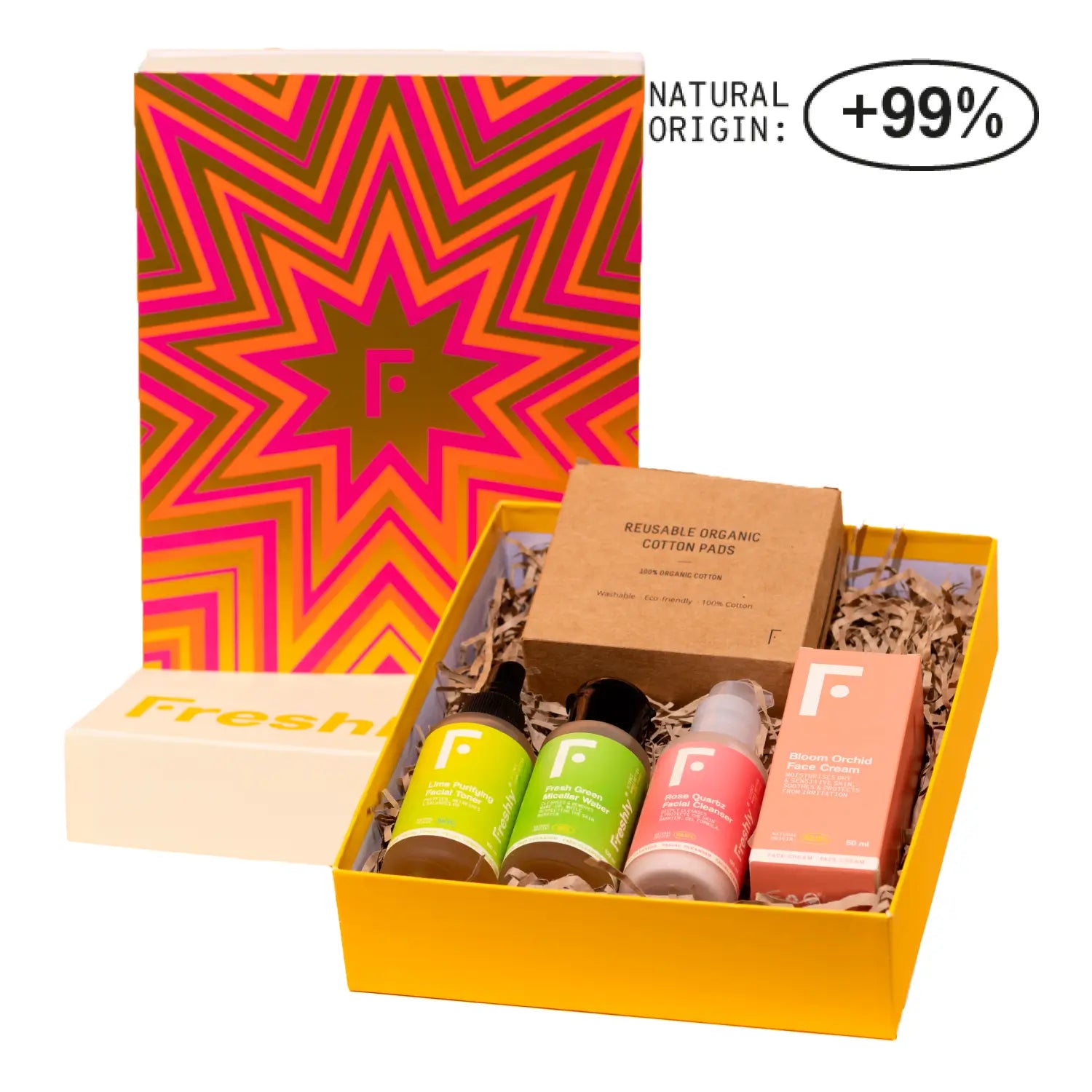 Freshly Box mit Mizellenwasser, Reiniger, Toner und Feuchtigkeitscreme, 4 Einheiten