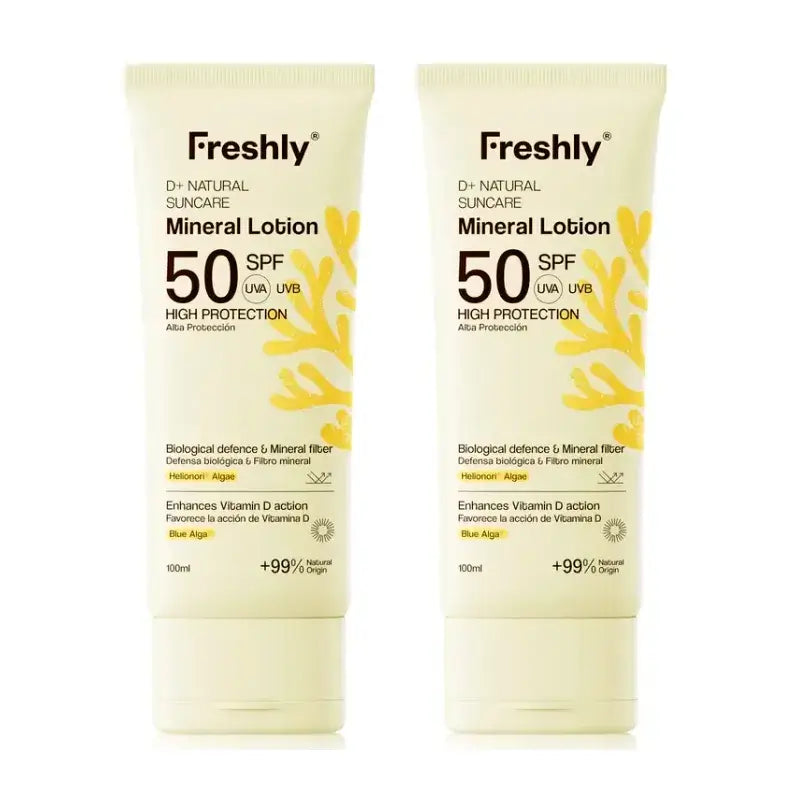Freshly D+ Natural Suncare Mineral Lotion Spf50, Packung 2 x 100 ml