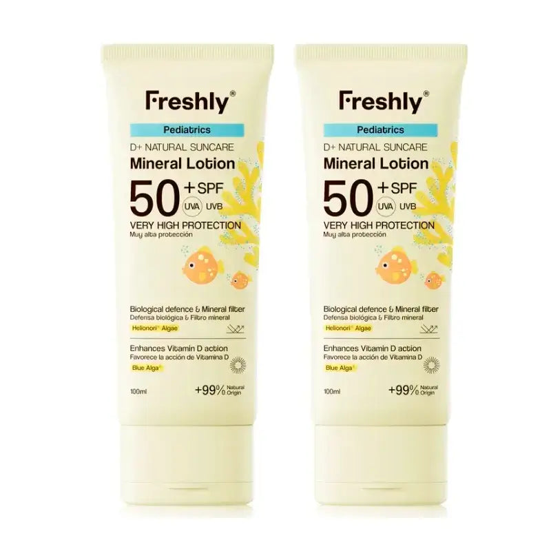Freshly Pediatrics D+ Natural Suncare Mineral Lotion Spf50, 2 x 100 ml Packung