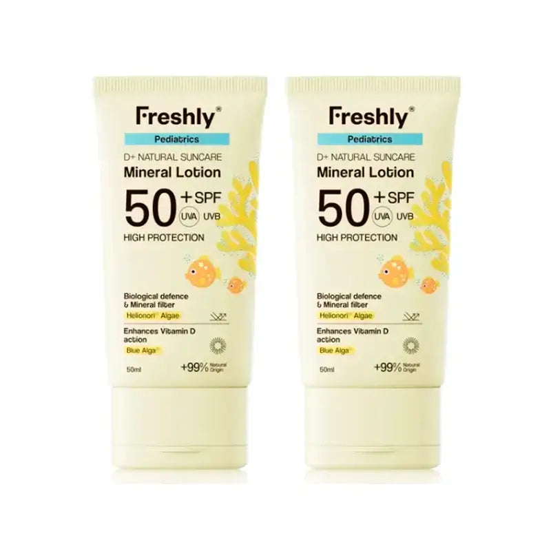 Freshly Pediatrics D+ Natural Suncare Mineral Lotion Spf50, Packung 2 x 50 ml