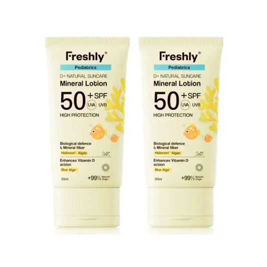 Freshly Pediatrics D+ Natural Suncare Mineral Lotion Spf50, Packung 2 x 50 ml