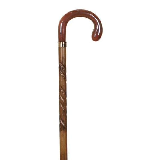 Garcia 1880 Gehstock aus geschnitzter Buche, Perlmutt-Stiel, mit Gummi