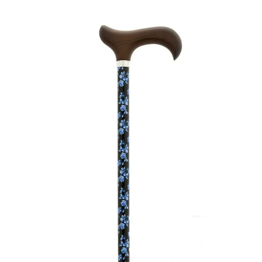 García 1880 Muletilla ausziehbar, schwarz, geschätzt blaue Blumen, Holz P