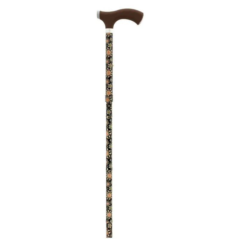 Garcia 1880 Faltbare Soft-Touch-Faustkrücke Braun, Beige/Rote Blumen