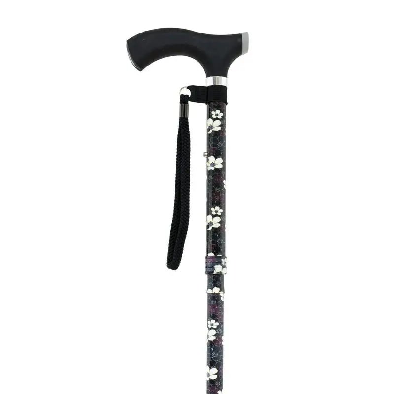 Garcia 1880 Faltbare Soft-Touch-Faustkrücke Schwarz, Weiße Blumen