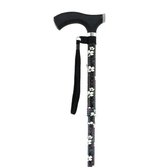 Garcia 1880 Faltbare Soft-Touch-Faustkrücke Schwarz, Weiße Blumen
