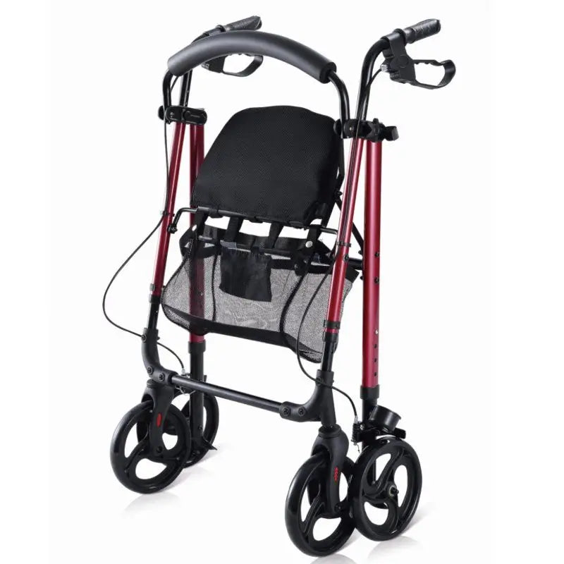 Garcia 1880 Aluminium-Rollator mit höhenverstellbarem Sitz (rot)