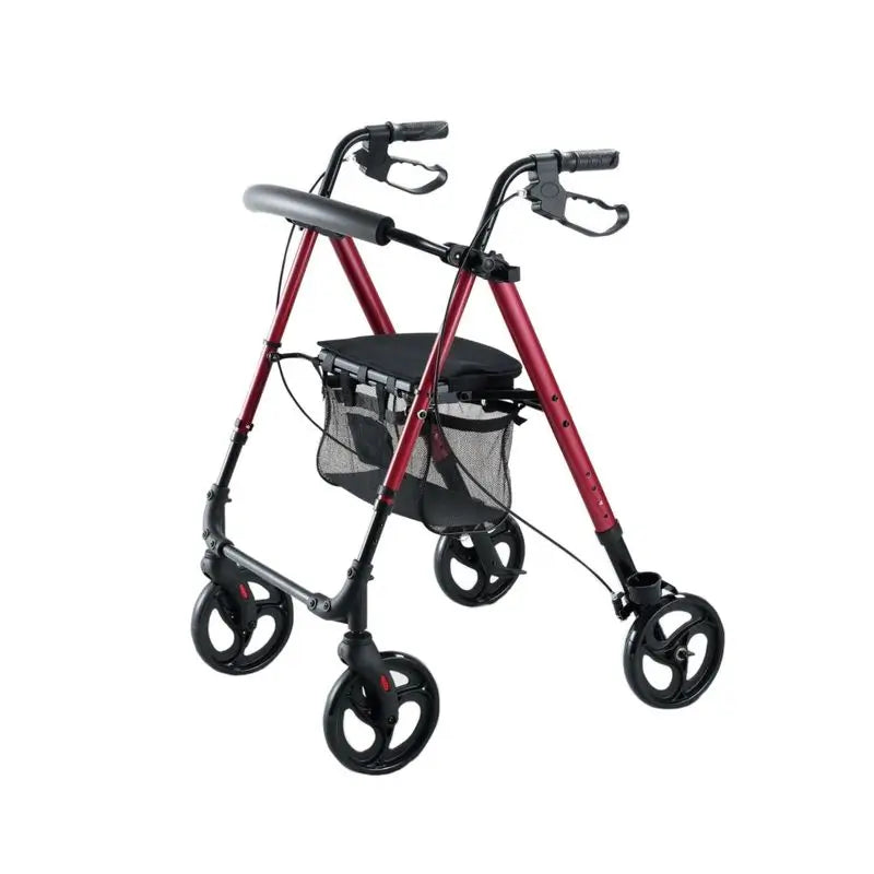 Garcia 1880 Aluminium-Rollator mit höhenverstellbarem Sitz (rot)
