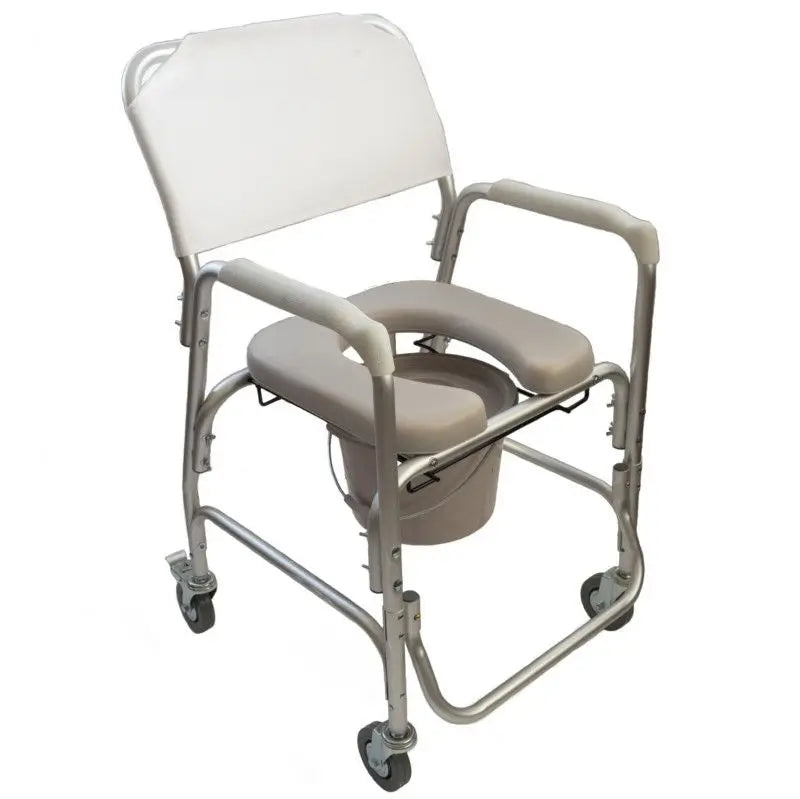 García 1880 Aluminium Chair With Toilet And Wheels Beige