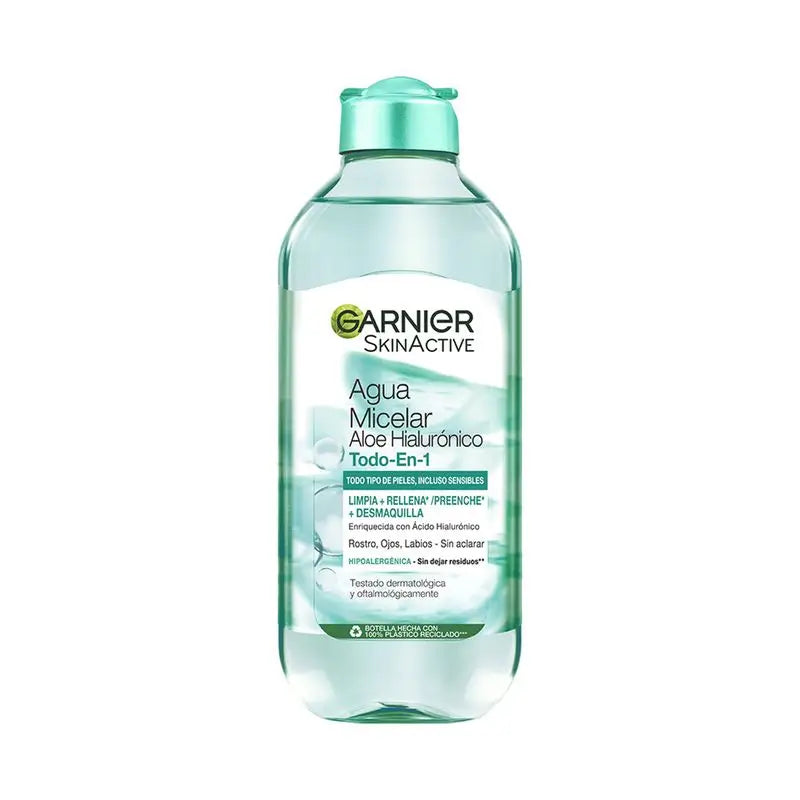 Garnier Aloe Hyaluronic Micellar Water All In 1 reinigt, entfernt Make-up und regeneriert Gesicht, Augen und Lippen - ohne Ausspülen