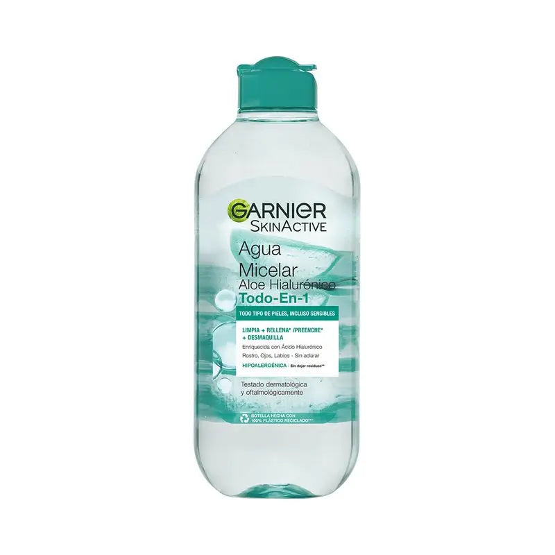 Garnier Aloe Hyaluronic Micellar Water All In 1 reinigt, entfernt Make-up und regeneriert Gesicht, Augen und Lippen - ohne Ausspülen
