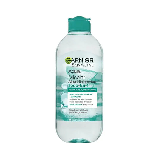 Garnier Aloe Hyaluronic Micellar Water All In 1 reinigt, entfernt Make-up und regeneriert Gesicht, Augen und Lippen - ohne Ausspülen