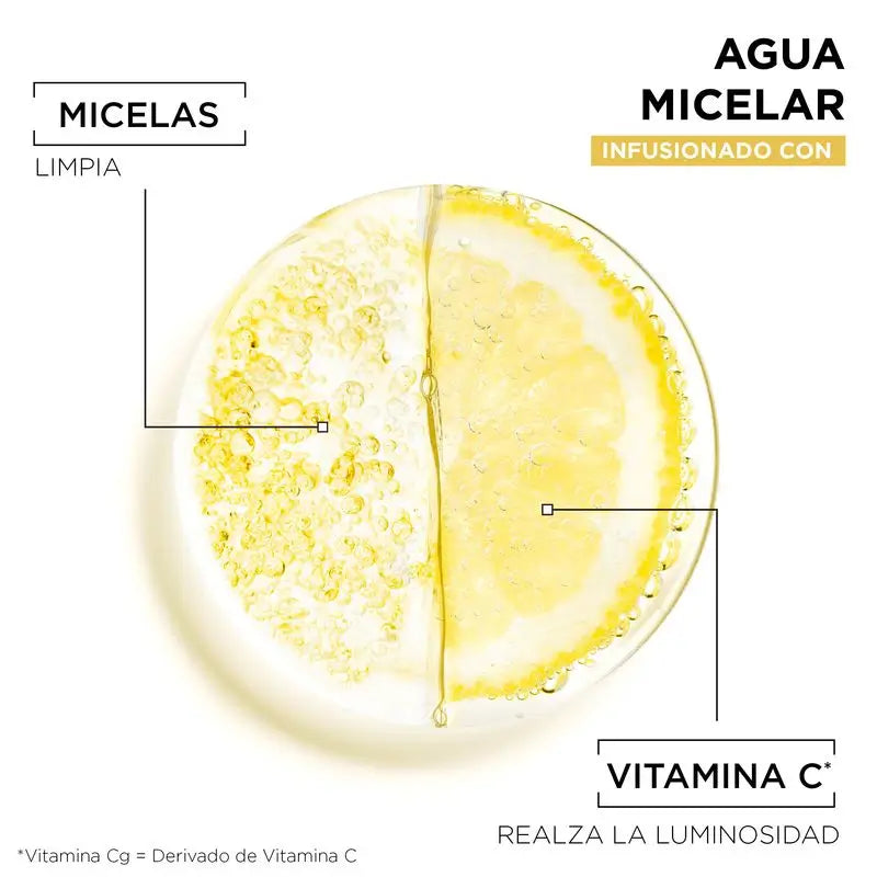 Garnier Vitamin C Micellar Water reinigt, entfernt Make-up und hellt fahle Haut auf. Hypoallergene Formel -400Ml