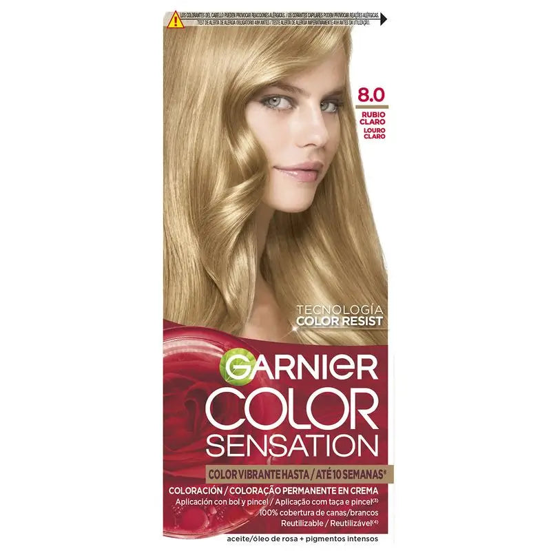 Garnier Color Sensation Creme permanente Haarfarbe 8.0 leuchtendes Blond