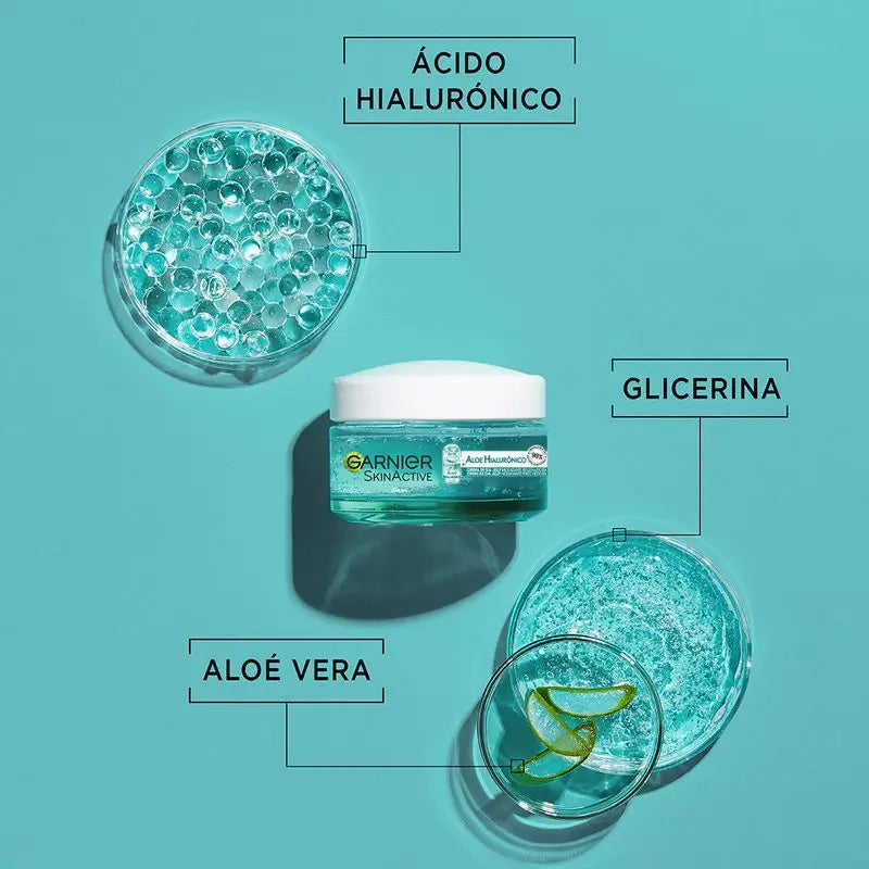 Garnier Aloe Hyaluronic Tagescreme mit Aloe Vera + Hyaluronsäure. Spendet intensiv Feuchtigkeit 48H - nährt - regeneriert.