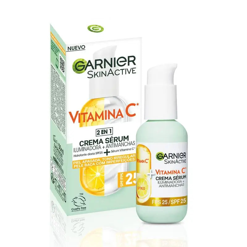 Garnier Serum Creme mit Spf 25. hohe Konzentration von Vitamin C Serum und Sonnenschutz, 50Ml