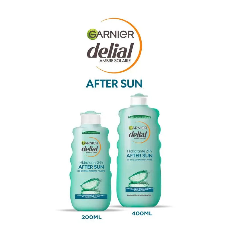 Garnier Delial After Sun Beruhigende Gesichts- und Körpermilch mit Aloe Vera zur Befeuchtung der Haut nach Sonneneinstrahlung 400 ml
