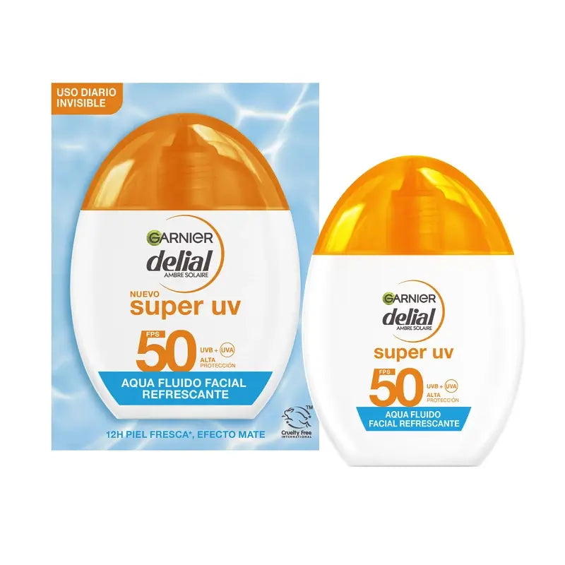 Garnier Delial Delial Wasser Erfrischendes Gesichtsfluid Spf 50 Unsichtbar, 40 ml