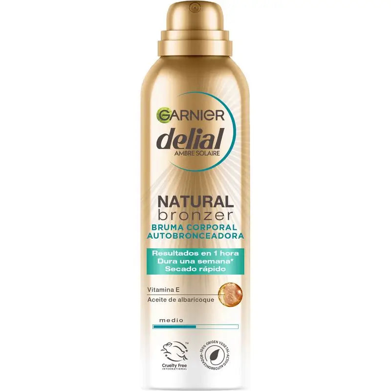 Garnier Delial Natural Bronzer Selbstbräunungs-Körpernebel mit Aprikosenkernöl für eine natürliche Bräune, 150Ml