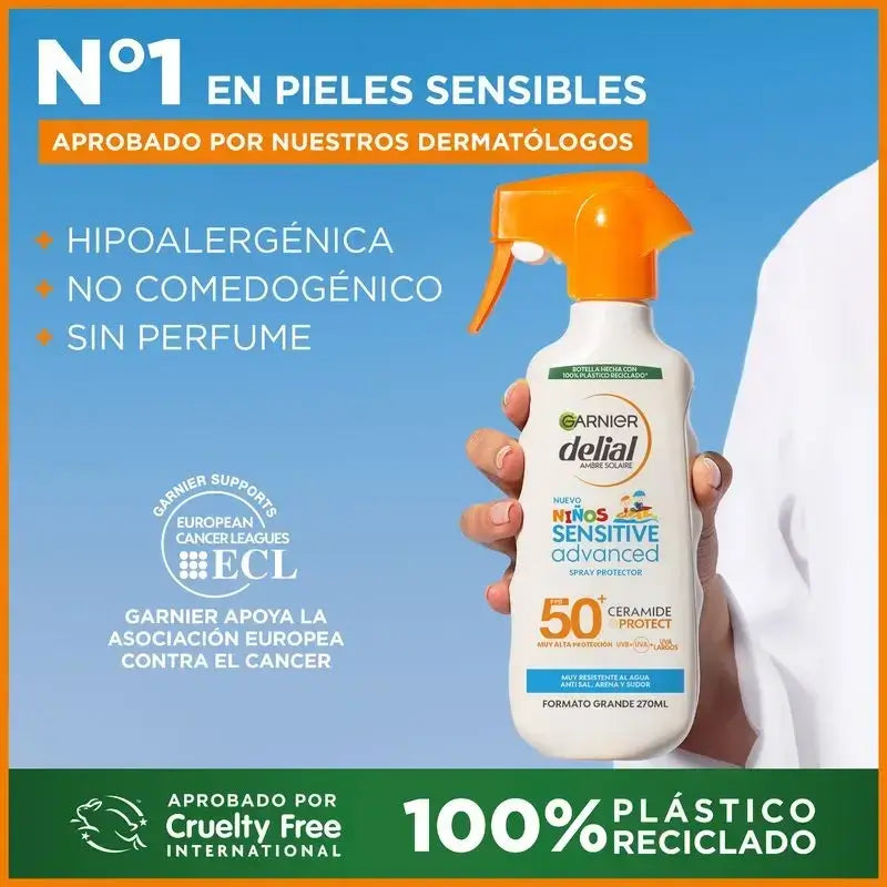 Garnier Delial Delial Kinder-Sonnenschutz Spf50 für helle und empfindliche Haut. Pädiatrisch, 270Ml