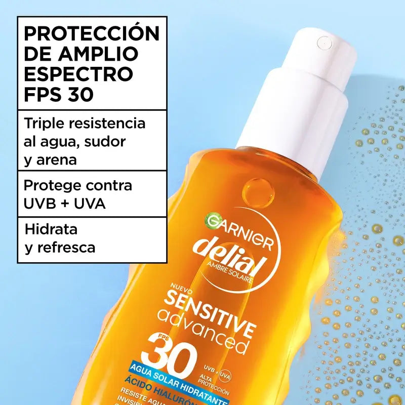 Garnier Delial Delial Sensitive Advanced Feuchtigkeitspflege Sonnenschutz Wasser Spf 30, 150Ml
