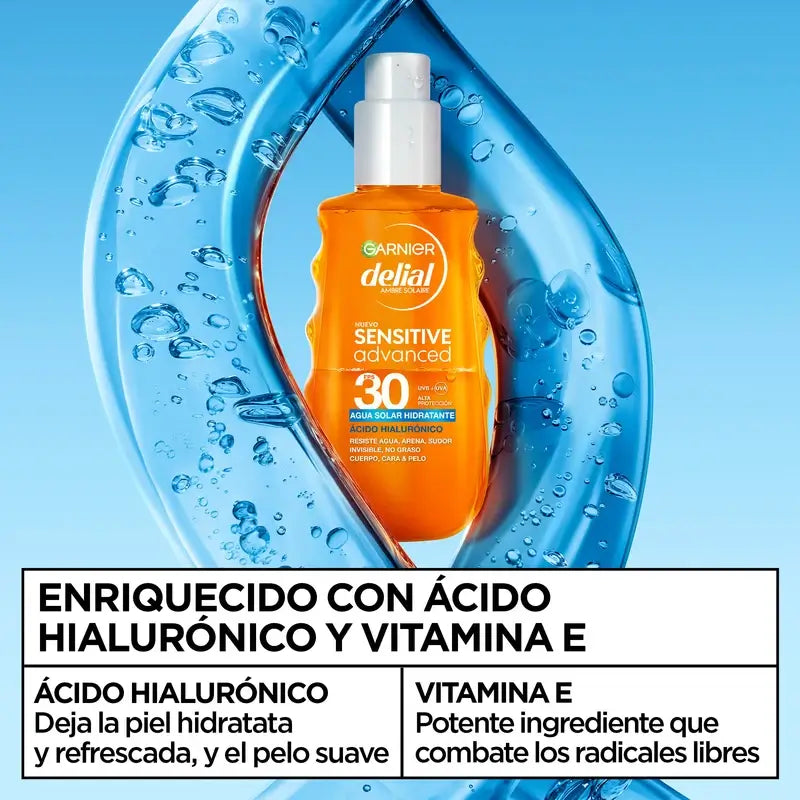 Garnier Delial Delial Sensitive Advanced Feuchtigkeitspflege Sonnenschutz Wasser Spf 30, 150Ml