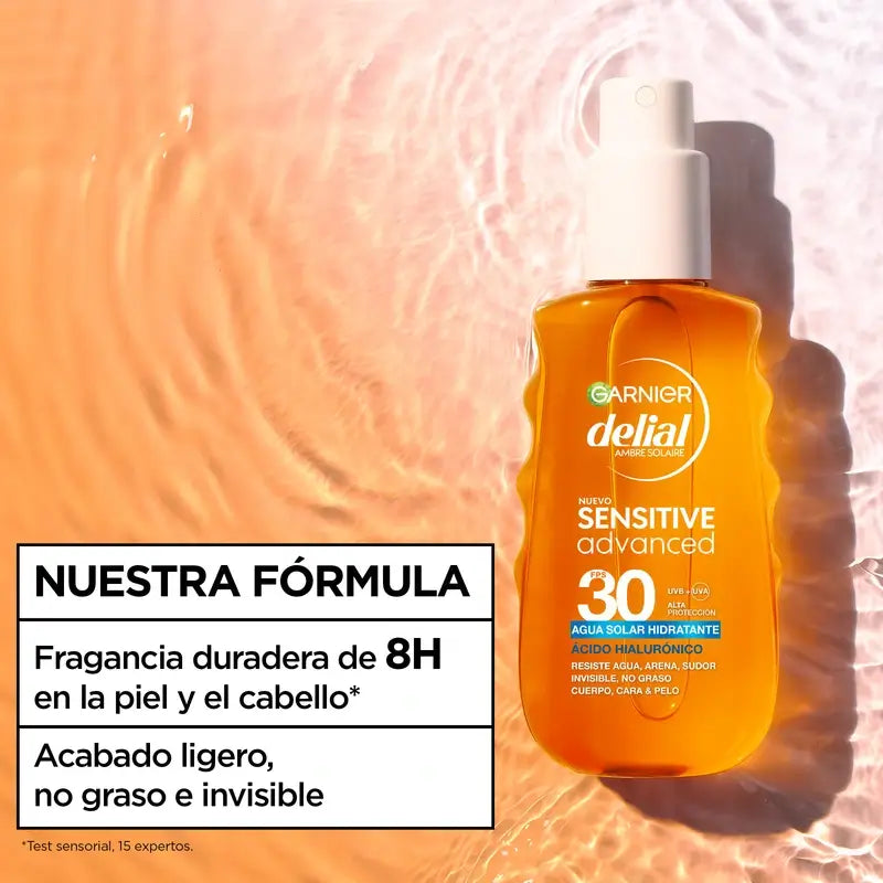 Garnier Delial Delial Sensitive Advanced Feuchtigkeitspflege Sonnenschutz Wasser Spf 30, 150Ml