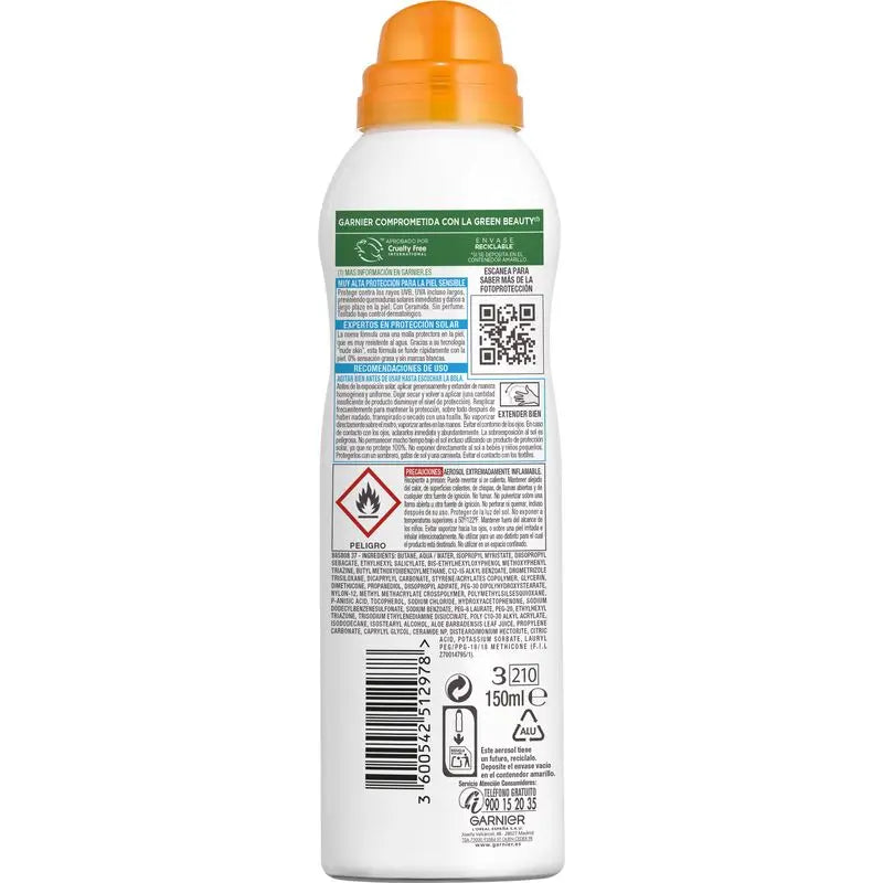 Garnier Delial Sensitive Advanced Ip50+ Mist für empfindliche, helle und sonnenintolerante Haut. Pädiatrisch, 150Ml