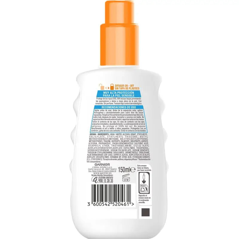 Garnier Delial Sensitive Advanced Ip50+ für helle, empfindliche und sonnenintolerante Haut. Wasserbeständig,150Ml