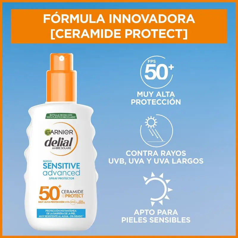 Garnier Delial Sensitive Advanced Ip50+ für helle, empfindliche und sonnenintolerante Haut. Wasserbeständig,150Ml