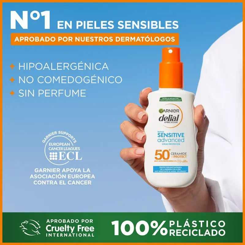Garnier Delial Sensitive Advanced Ip50+ für helle, empfindliche und sonnenintolerante Haut. Wasserbeständig,150Ml