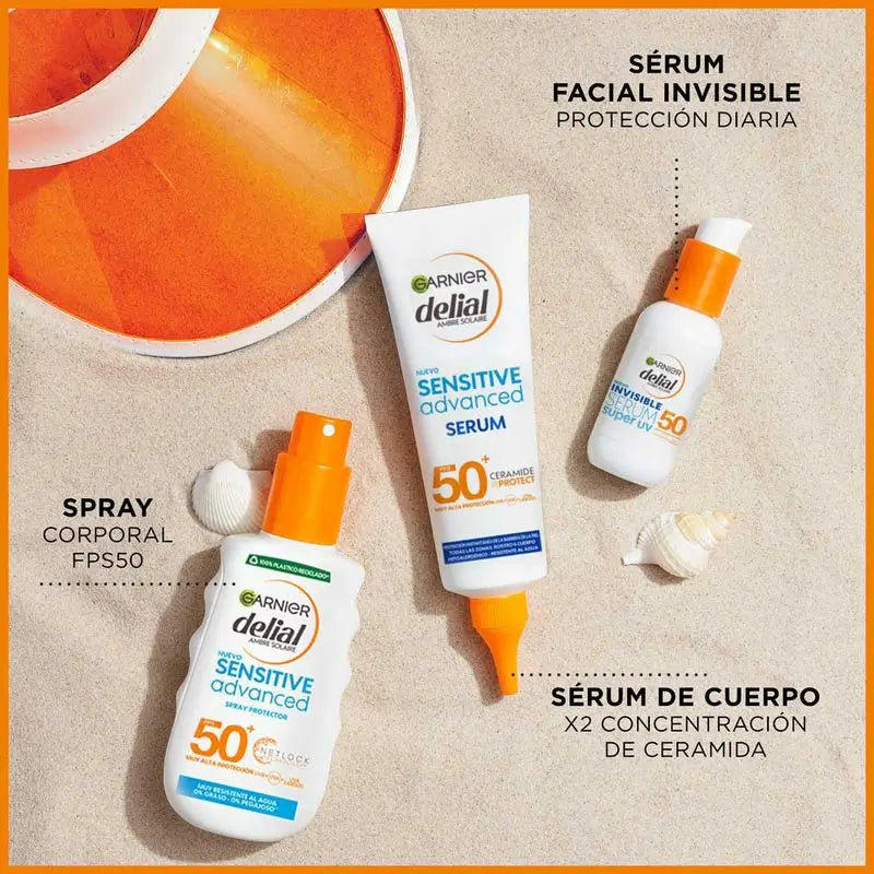 Garnier Delial Sensitive Advanced Ip50+ für helle, empfindliche und sonnenintolerante Haut. Wasserbeständig,150Ml