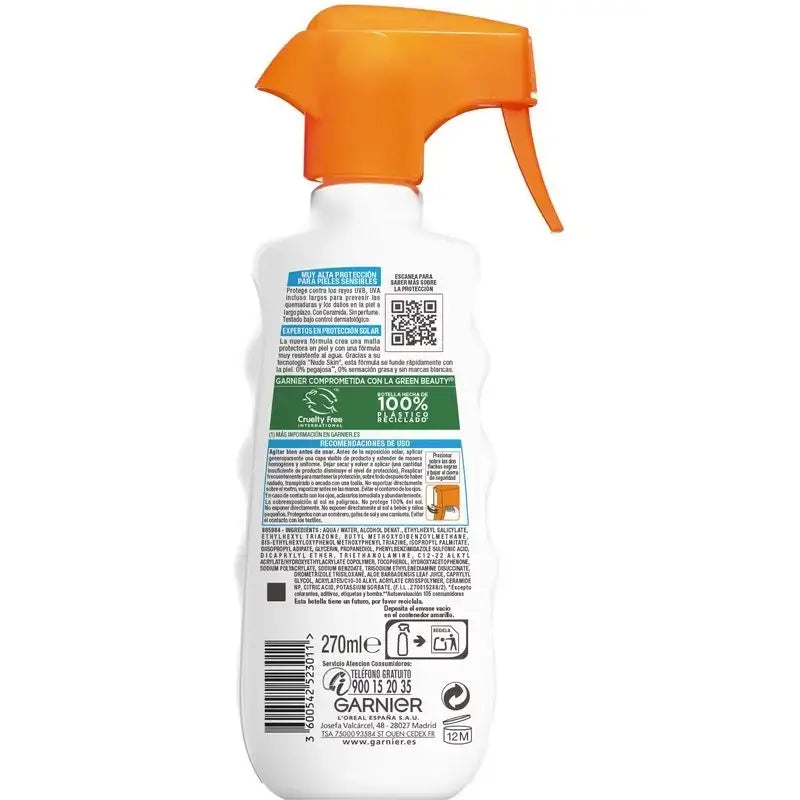 Garnier Delial Delial Sensitive Advanced Ip50+ Sonnenschutzspray für helle, empfindliche und sonnenunverträgliche Haut, 270Ml