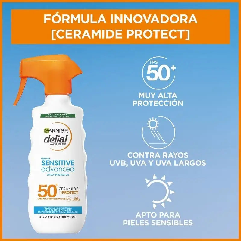 Garnier Delial Delial Sensitive Advanced Ip50+ Sonnenschutzspray für helle, empfindliche und sonnenunverträgliche Haut, 270Ml