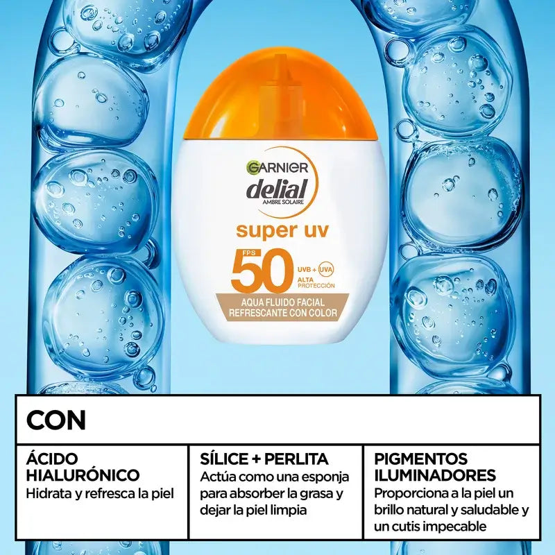 Garnier Delial Super Uv Water Erfrischendes Gesichtsfluid Spf 50 Matteffekt, 50 ml