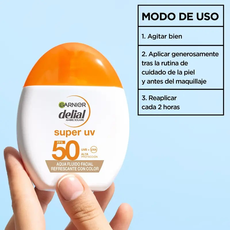 Garnier Delial Super Uv Water Erfrischendes Gesichtsfluid Spf 50 Matteffekt, 50 ml
