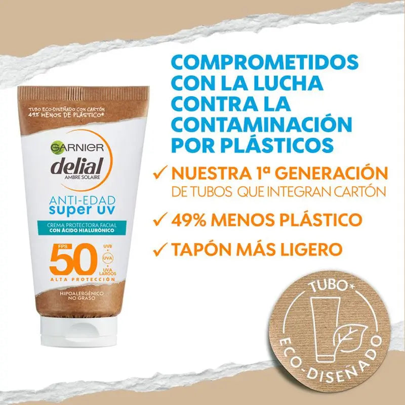 Garnier Delial Super Uv Fps50+ Tägliche Altersschutzcreme mit Hyaluronsäure - 50Ml