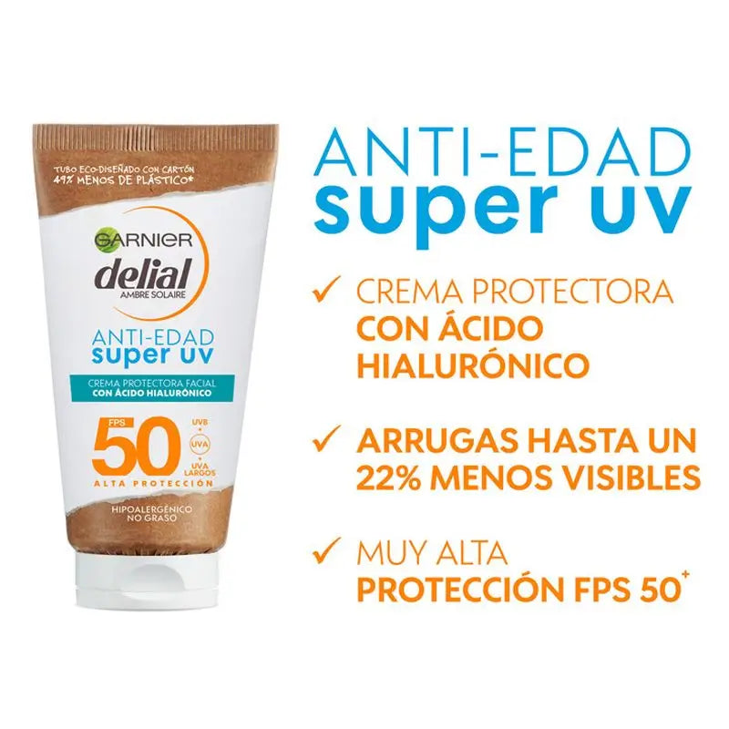 Garnier Delial Super Uv Fps50+ Tägliche Altersschutzcreme mit Hyaluronsäure - 50Ml