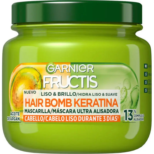 Garnier Fructis Hair Bomb Keratin Smooth & Shine Ultra Glättende Haarmaske mit Arganöl 320 Ml.