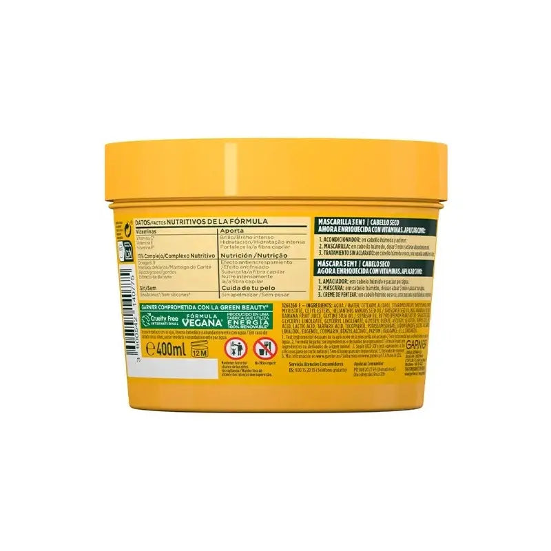 GarnierFructis Hair Food Banane 3 In 1 Nährende Maske 400ml für trockenes Haar