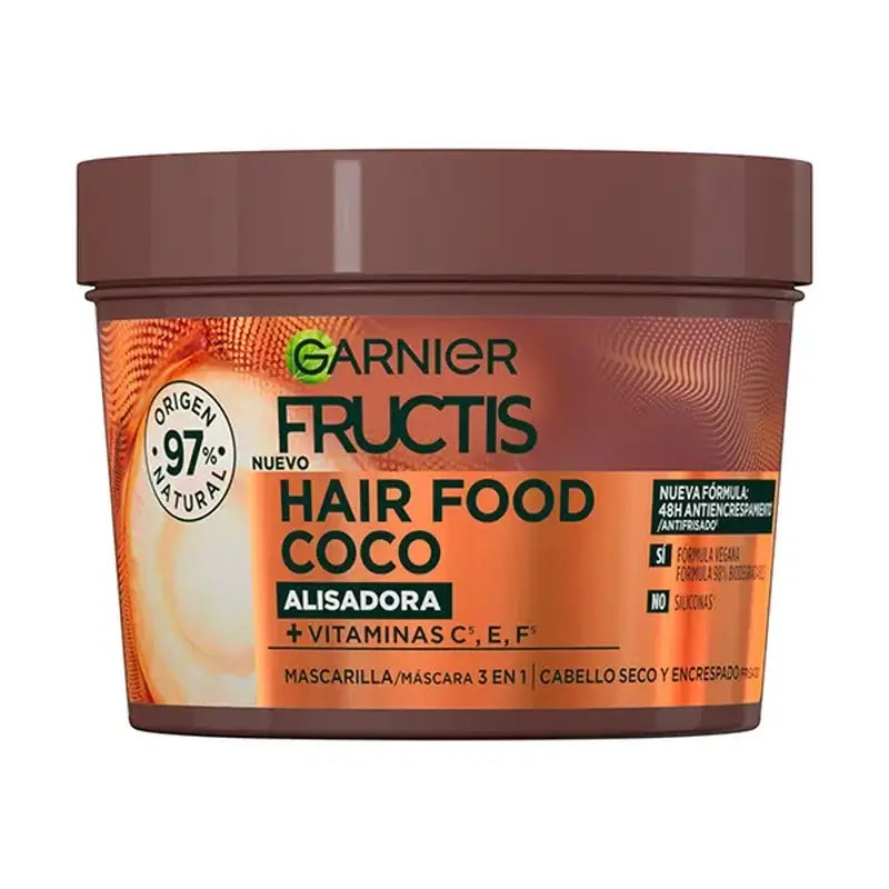 GarnierFructis Hair Food Kokosnuss 3 in 1 Glättende Maske 400 ml für trockenes und krauses Haar