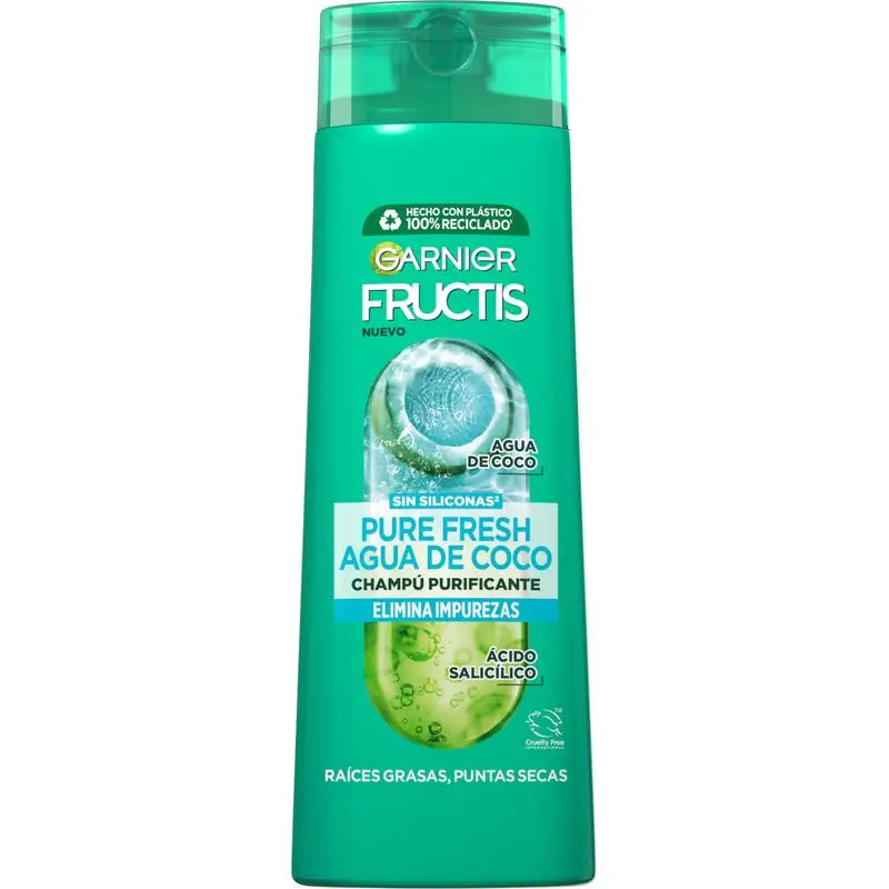 Garnier Fructis Pure Fresh Coconut Water Shampoo für normale, fettige Wurzeln und trockene Haarspitzen 300 ml