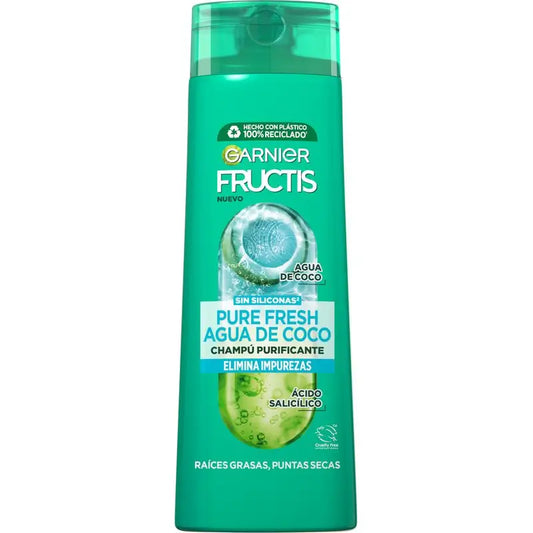 Garnier Fructis Pure Fresh Coconut Water Shampoo für normale, fettige Wurzeln und trockene Haarspitzen 300 ml