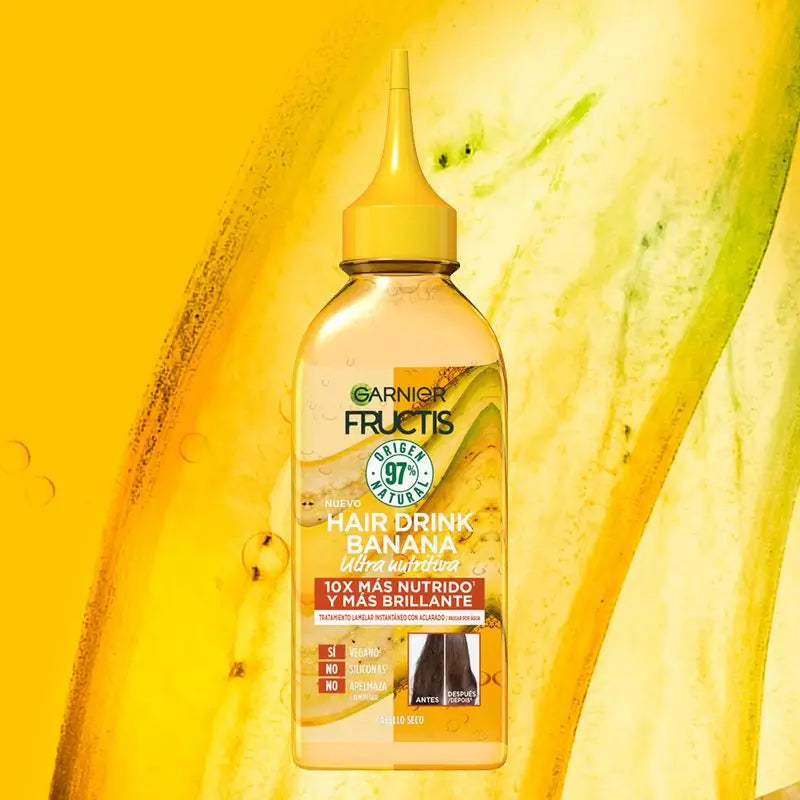 Garnier Fructis Hair Drink Banana Ultra Nourishing Lellar Treatment. Haar 10X mehr genährt und glänzend, 200Ml