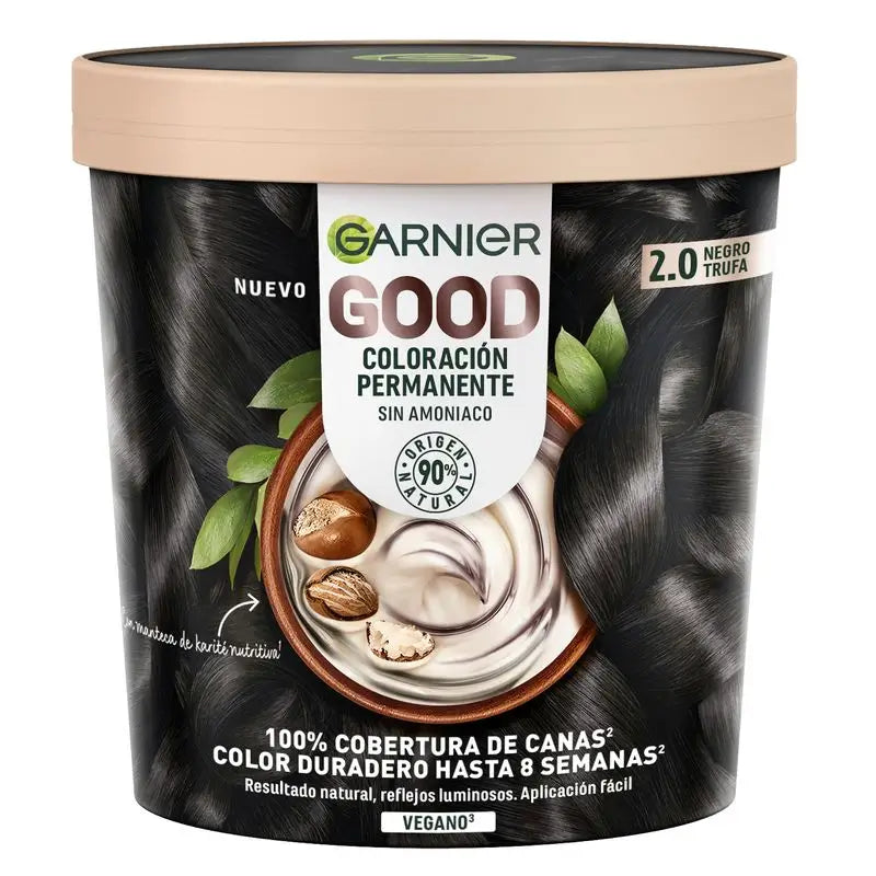 Garnier Good Permanent Colouring Ammoniakfrei, 90% natürlichen Ursprungs Shade 2.0 Truffle Black.