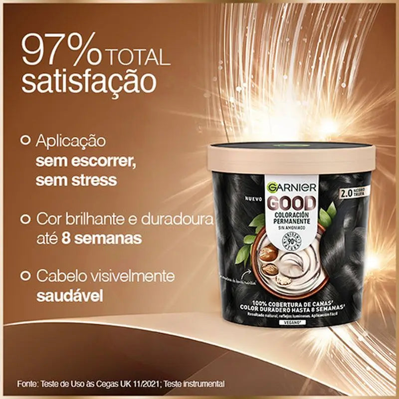 Garnier Good Permanent Colouring Ammoniakfrei, 90% natürlichen Ursprungs Shade 2.0 Truffle Black.