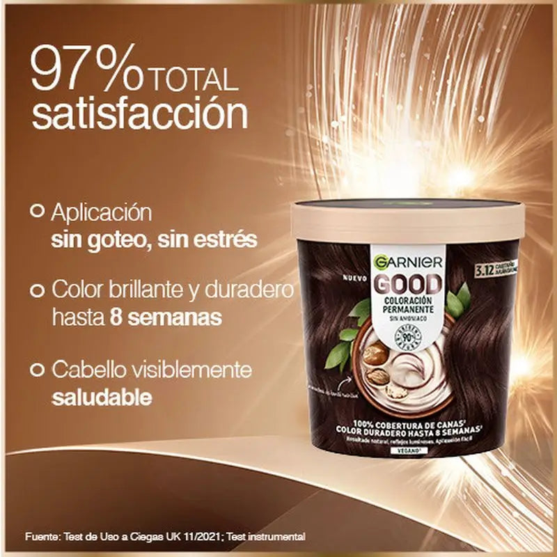 Garnier Good Permanent Colouring Ammoniakfrei, 90% natürlichen Ursprungs Farbton 3.12 Cranberry Brown.
