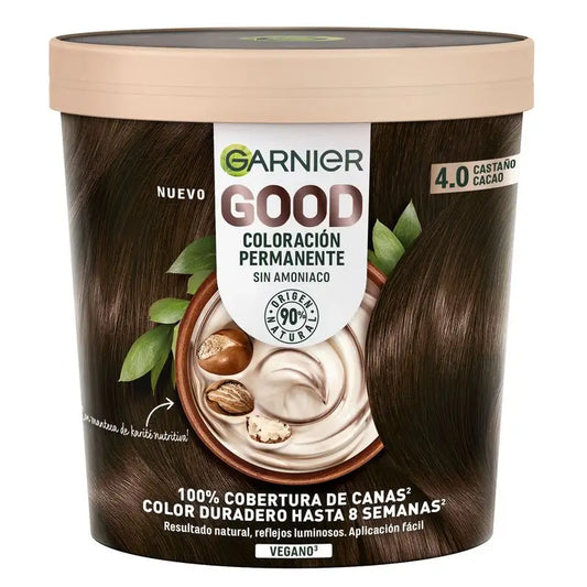 Garnier Good Permanent Colouring Ammoniakfrei, 90% natürlichen Ursprungs Farbton 4.0 Kakaobraun.