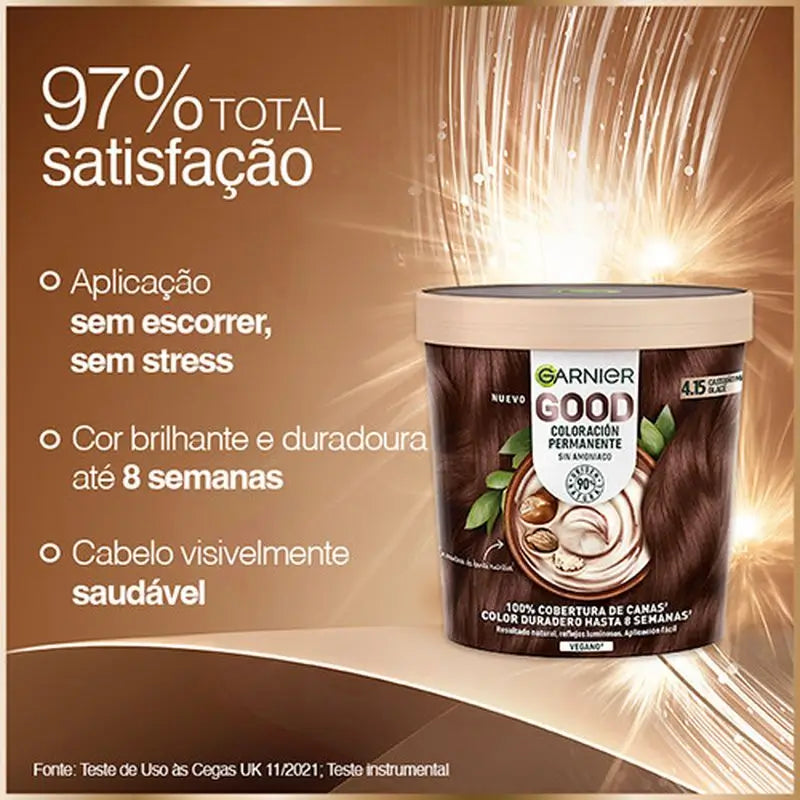 Garnier Good Permanent Colouring Ammoniakfrei, 90% natürlichen Ursprungs Farbton 4.15 Braun Glacé Brown.
